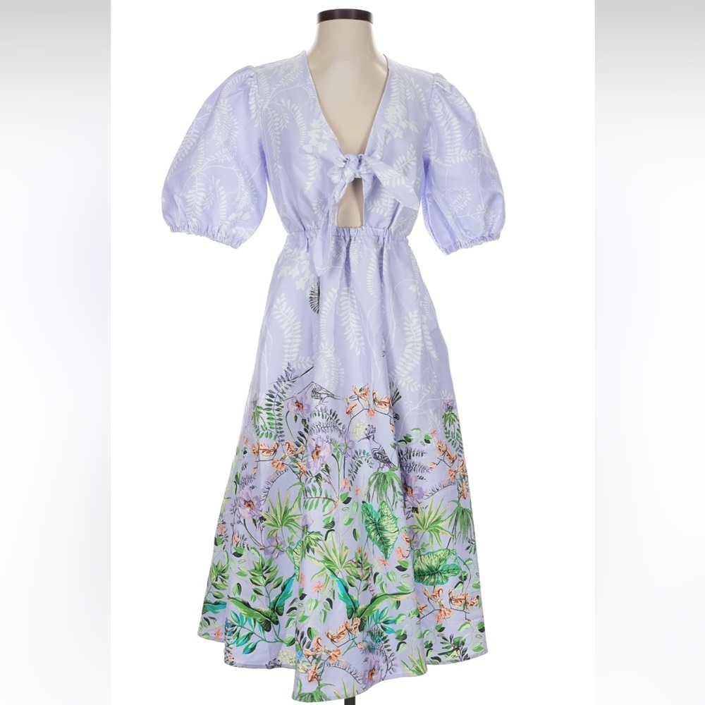 INC International Concepts Purple Floral Tie Front Dress Spring Easter - Picture 2 of 7